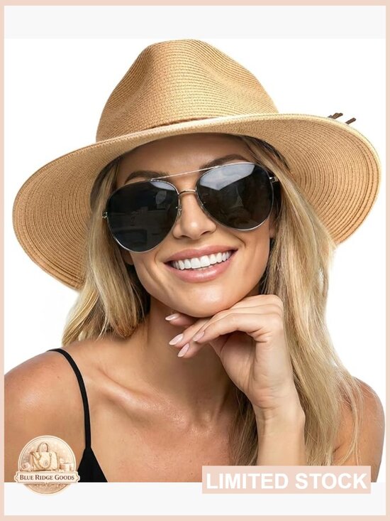 Wide Brim Sun Hat UPF 50+ Panama Fedora Foldable Packable  display picture 2